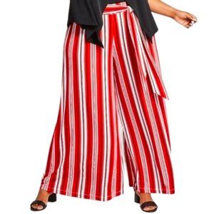 Lane Bryant Wide Leg Palazzo Red Striped Pants